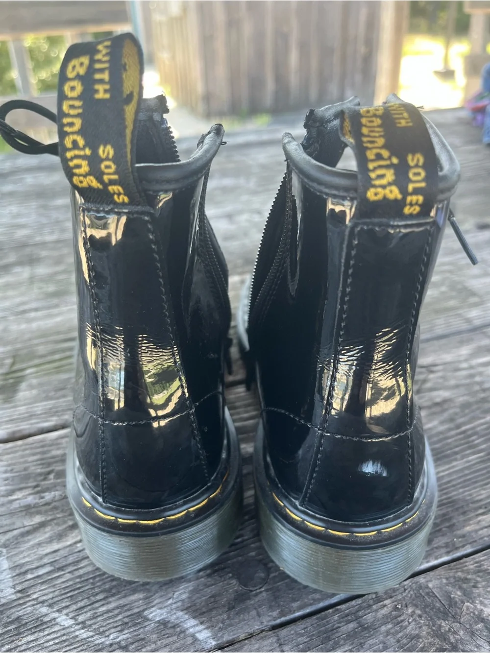 Doc martens Black Patent Lace-Up Combat Boots great condition sz 4